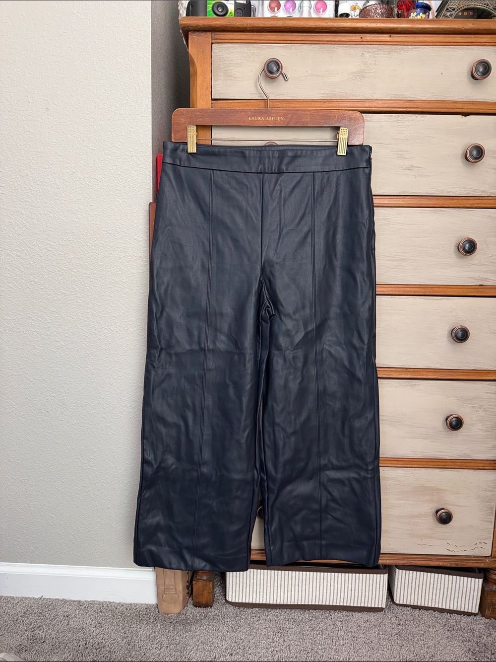 Ann Taylor Dark Navy Blue Leather Pant